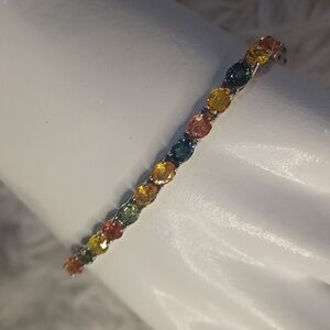 Colleen Lopez Mutli Color Sapphire Line Tennis Bracelet NEW